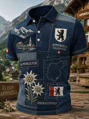 Polo homme à manches courtes orné d’un imprimé vintage façon souvenir de ville