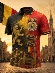 Polo à manches courtes pour homme avec imprimé patriotique commémoratif