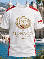 T-shirt homme manches courtes, ample, à imprimé monégasque, style vintage et tendance