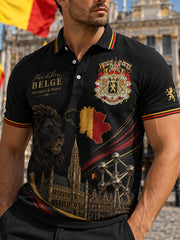 Polo à manches courtes pour homme avec imprimé patriotique commémoratif