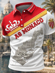 Polo homme à imprimé Monaco, col polo, chemise décontractée à manches courtes