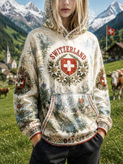 Sweat-shirt à capuche décontracté à imprimé floral et croisé pour femme