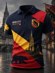 Polo Homme À Manches Courtes Avec Imprimé Graphique Souvenir De Ville