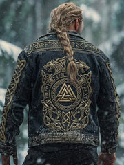 Veste décontractée avec impression d’art rétro viking