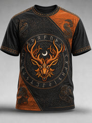 T-shirt homme à manches courtes, ample, à imprimé viking, style vintage et tendance