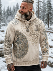Sweat-shirt à capuche à manches longues pour homme avec imprimé patriotique sur le thème des Vikings finlandais
