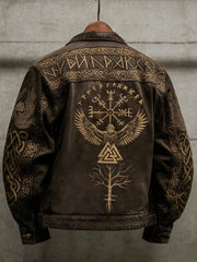 Veste décontractée avec impression d’art rétro viking