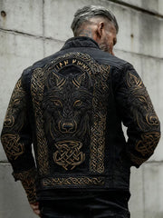 Veste décontractée avec impression d’art rétro viking