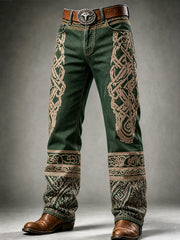 Pantalon décontracté de travail à imprimé artistique rétro viking pour homme