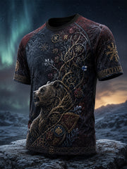 T-shirt pour homme à imprimé artistique patriotique sur le thème des Vikings finlandais