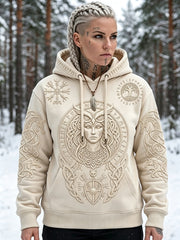 Sweat-shirt à capuche confortable pour femme, imprimé artistique d’inspiration viking vintage, avec poches