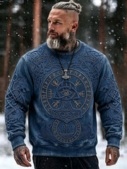 Sweat-shirt confortable à col ras du cou pour homme, imprimé artistique d’inspiration viking vintage