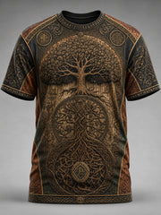 T-shirt homme à manches courtes, ample, à imprimé viking, style vintage et tendance