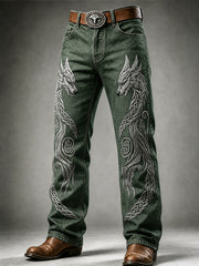 Pantalon décontracté de travail à imprimé artistique rétro viking pour homme