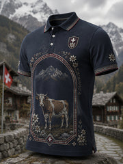 Polo avec impression artistique commémorative du Festival suisse des alpages et de la garde des troupeaux pour hommes