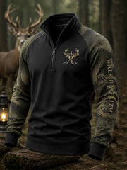 Sweat-shirt vintage pour homme à imprimé traditionnel motif rennes