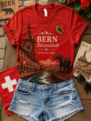 T-shirt femme à manches courtes avec imprimé graphique de souvenir de ville