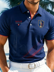 Polo homme à manches courtes au motif vintage inspiré du football