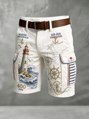 Short décontracté pour homme avec impression d’art de la Marine française