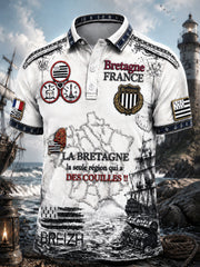 Polo décontracté pour homme en Bretagne française, à imprimé embossé