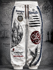 Pantalons de sport décontractés pour homme, blancs, à imprimé celtique de style breton