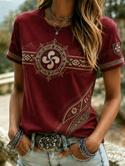 T-shirt basque à manches courtes pour femme