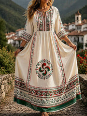 Robe vintage à imprimé basque pour femme