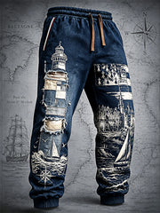 Pantalon de sport décontracté pour homme, style vintage, imprimé régate au rhum français