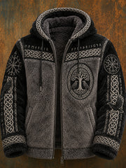 Manteau d’hiver décontracté et chaud pour homme, en flanelle, de style viking, avec capuche