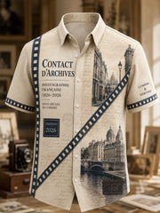 T-shirt à manches courtes avec impression artistique «Bicentenaire de la photographie» pour homme
