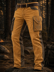 Pantalon cargo décontracté et confortable, imprimé d’art animalier de style nordique rétro