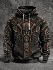 Sweat à capuche viking surdimensionné à épaules tombantes pour homme, avec poches