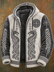 Manteau d’hiver décontracté et chaud pour homme, en flanelle, de style viking, avec capuche