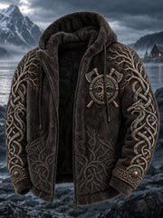 Manteau en flanelle à imprimé viking pour homme