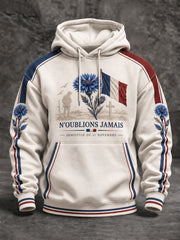 Sweat à capuche oversize imprimé «Armistice du 11 Novembre» pour homme, à épaules tombantes et avec poches