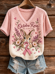 T-shirt à manches courtes de la campagne de sensibilisation au cancer du sein «Octobre rose» en France pour femmes