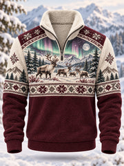 Sweat-shirt à manches longues doublé polaire pour homme, motif animaux de la forêt nordique