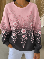 Sweat-shirt à col rond côtelé pour femmes, motif cancer du sein