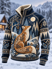 Sweat-shirt à manches longues doublé polaire pour femme, motif animaux de la forêt nordique