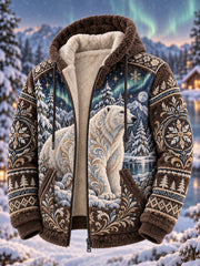 Sweat à capuche doublé polaire pour homme, motif animaux de la forêt nordique