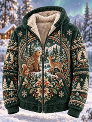 Sweat à capuche doublé polaire pour homme, motif animaux de la forêt nordique