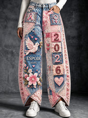 Pantalon décontracté imprimé pour femmes French Breast Cancer Patchwork 2026