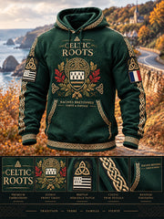 Sweat-shirt à capuche décontracté pour homme, imprimé automnal bleu canard de Bretagne française, style Fest-Noz