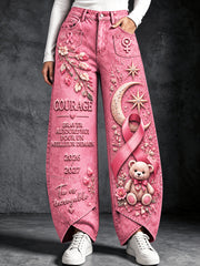 Pantalon Décontracté Femme Rose French Breast Cancer