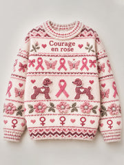 Pull Décontracté Femme France Cancer Du Sein Chiot Imprimé