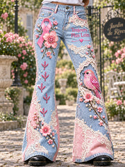 Pantalon décontracté évasé pour femme, imprimé patchwork, France, cancer du sein
