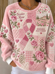 Sweat-shirt en flanelle français de sensibilisation au cancer du sein pour femmes