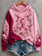 Sweat à capuche imprimé sur le thème du cancer du sein chez la femme