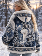 Veste en flanelle à motifs animaux nordiques pour femme
