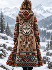 Veste en flanelle épaisse pour femme Viking Wolf Head Aztec